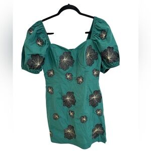 NWOT Just Reduced Lilly Pulitzer Floral Embroidered Green Women's Dress